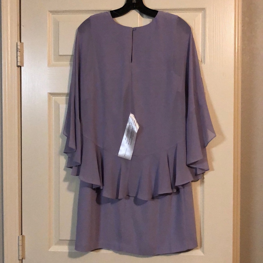 BCBG MAXAZRIA Cape Sleeve A-Line Lavender Dress - Picture 3 of 5
